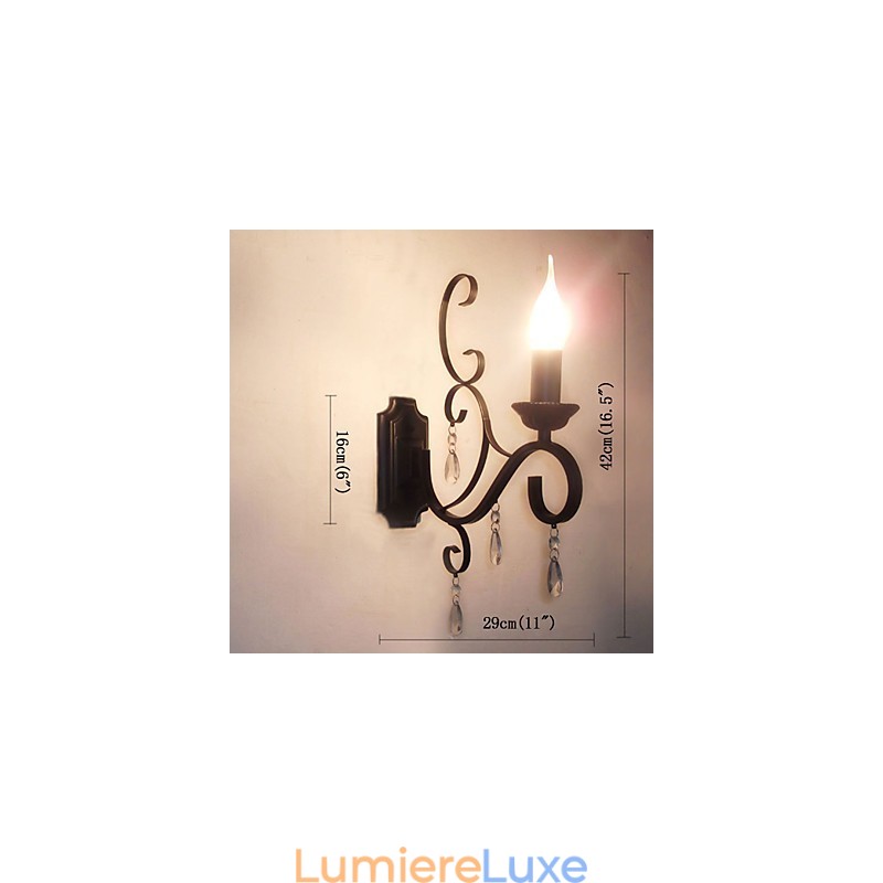 Lampe à bougie en cristal en fer, créative, pour couloir, escalier, décoration, lampe de chevet, applique murale