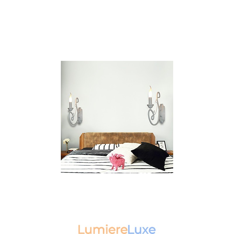 Lampe à bougie, lampe de chevet, lampe murale, couloir en fer, lampe à miroir pastorale créative