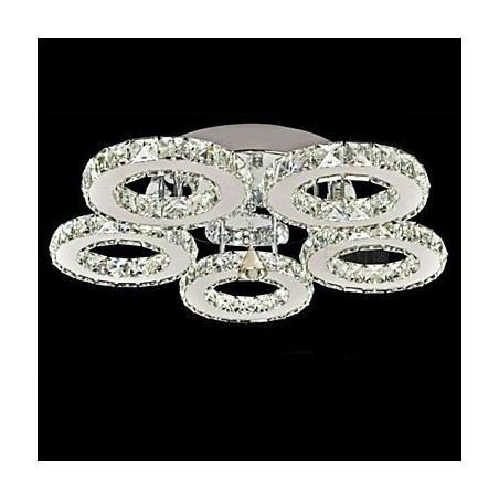 Plafonnier en cristal à 5 lumières, moderne, transparent, galvanoplastie, acier inoxydable Plafonnier en cristal à 5 lumières, moderne, transparent, galvanoplastie, acier inoxydable