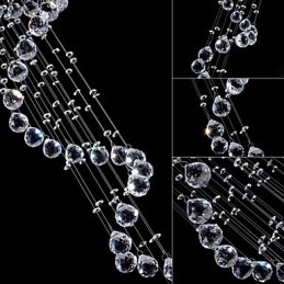 Lustre suspendu en cristal à 5 lumières, design argenté, cristal transparent K9, hélice