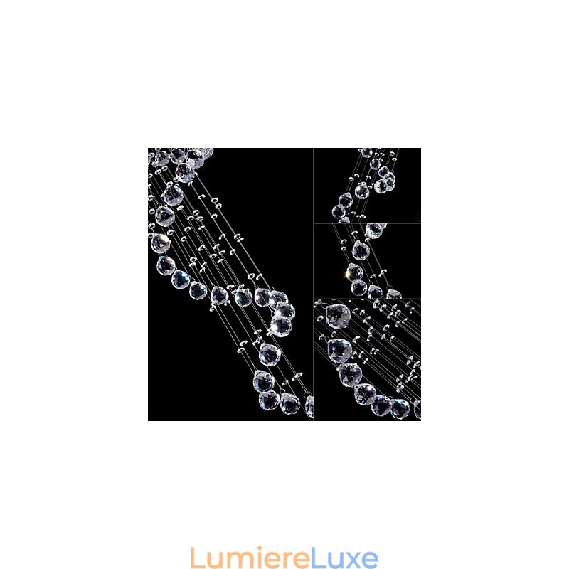 Lustre suspendu en cristal à 5 lumières, design argenté, cristal transparent K9, hélice