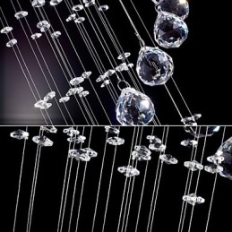 Lustre suspendu en cristal à 5 lumières, design argenté, cristal transparent K9, hélice