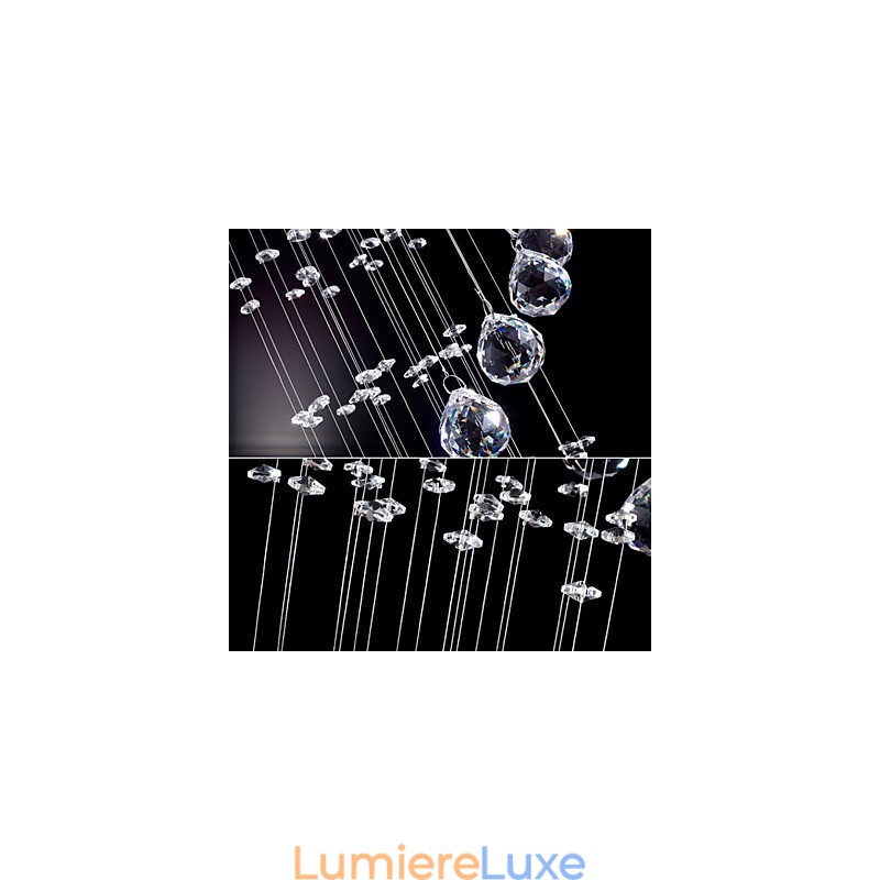 Lustre suspendu en cristal à 5 lumières, design argenté, cristal transparent K9, hélice