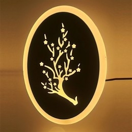 Applique murale ronde en acrylique sculpté prune, lampe de chevet, éclairage de couloir, blanc chaud, AC 220 V