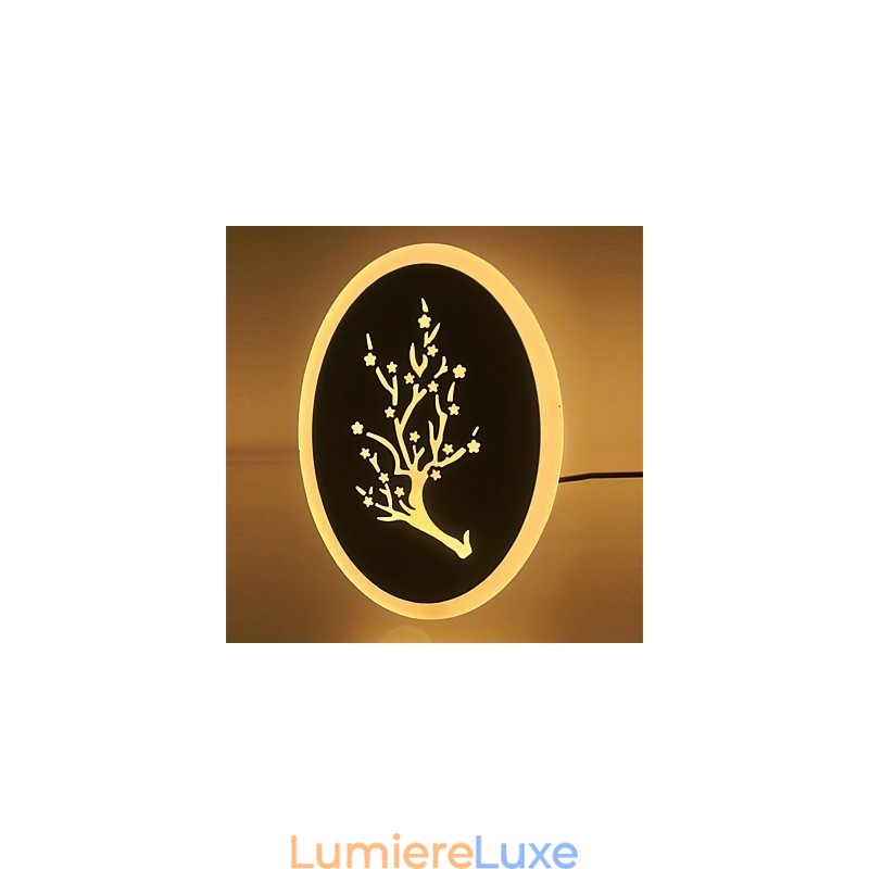 Applique murale ronde en acrylique sculpté prune, lampe de chevet, éclairage de couloir, blanc chaud, AC 220 V