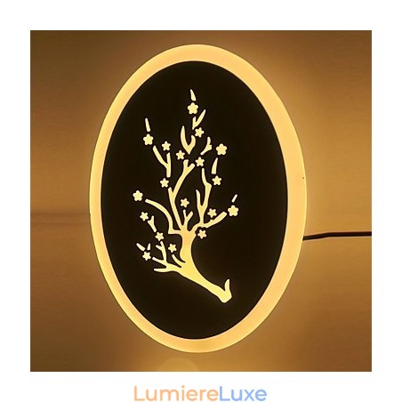 Applique murale ronde en acrylique sculpté prune, lampe de chevet, éclairage de couloir, blanc chaud, AC 220 V Applique murale ronde en acrylique sculpté prune, lampe de chevet, éclairage de couloir, blanc chaud, AC 220 V