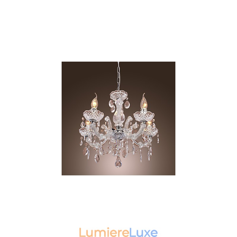 Plafonnier chromé Upligh, lampe bougie, luminaire acrylique, lustre suspendu