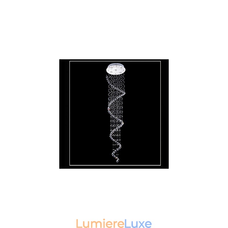 Lustre suspendu en cristal à 5 lumières, design argenté, cristal transparent K9, hélice