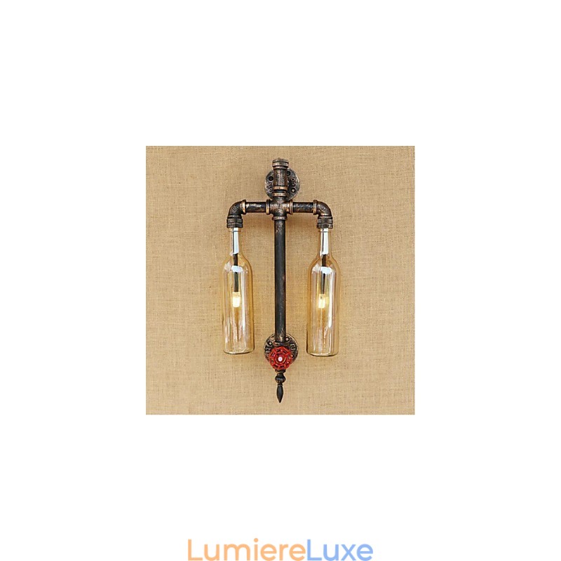 Lampe murale en fer avec interrupteur, style américain, pour restaurant, bar, bouteille de vin, ambre