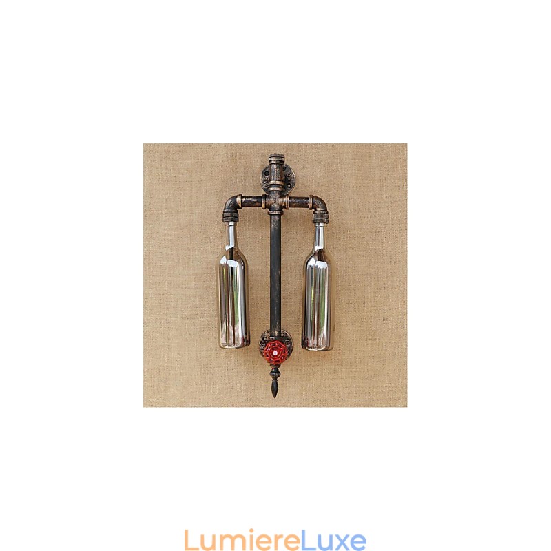 Lampe murale en fer avec interrupteur, style américain, pour restaurant, bar, bouteille de vin, gris