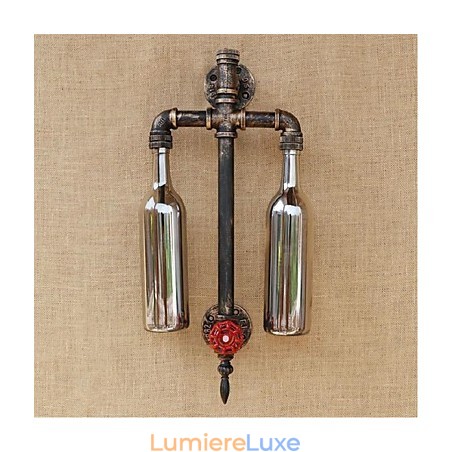 Lampe murale en fer avec interrupteur, style américain, pour restaurant, bar, bouteille de vin, gris Lampe murale en fer avec interrupteur, style américain, pour restaurant, bar, bouteille de vin, gris