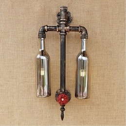 Lampe murale en fer avec interrupteur, style américain, pour restaurant, bar, bouteille de vin, gris