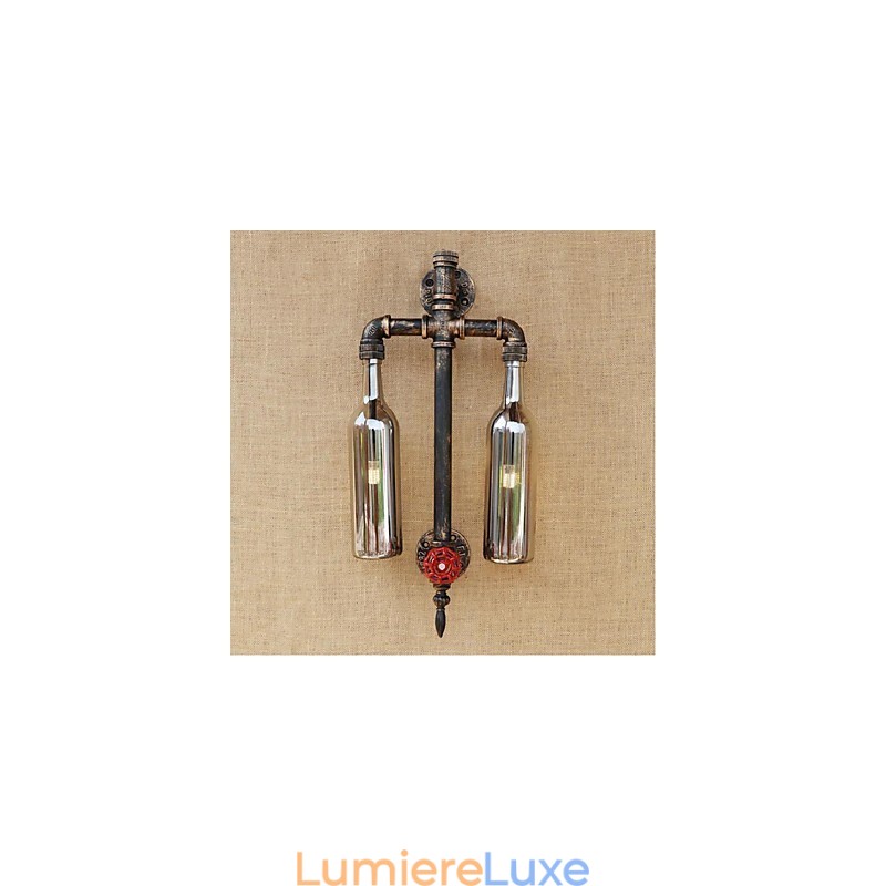 Lampe murale en fer avec interrupteur, style américain, pour restaurant, bar, bouteille de vin, gris