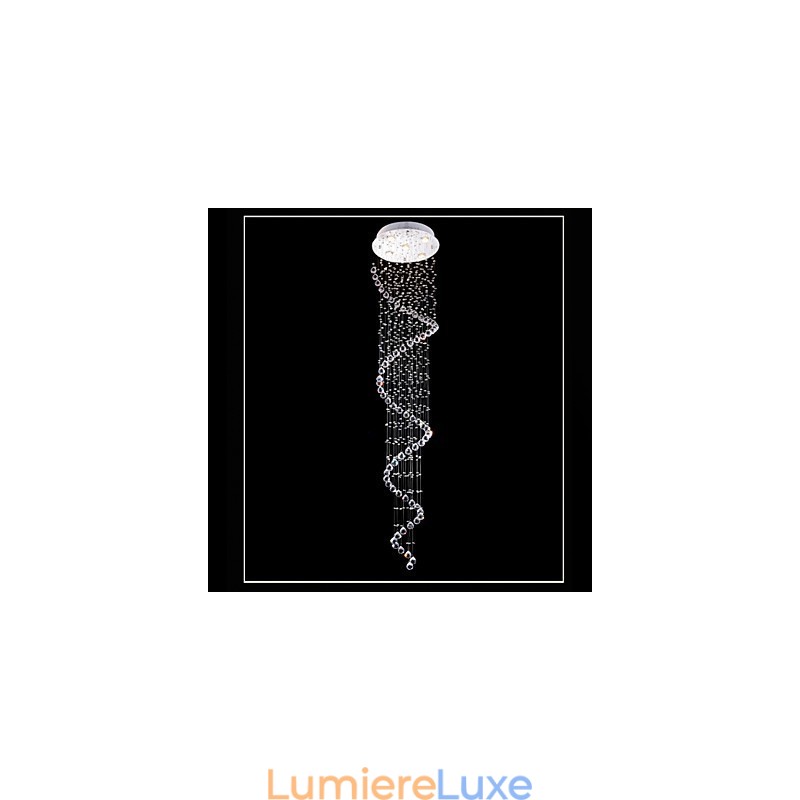 Lustre suspendu en cristal à 5 lumières, design argenté, cristal transparent K9, hélice