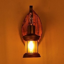 Applique murale industrielle vintage rétro en bois et métal à tête unique, idéale pour la maison, l'hôtel, le couloir ou la décoration