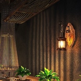 Applique murale industrielle vintage rétro en bois et métal à tête unique, idéale pour la maison, l'hôtel, le couloir ou la décoration