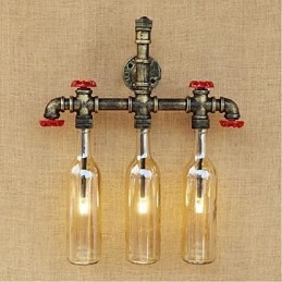 Applique murale rétro industrielle en forme de bouteille d'eau avec interrupteur à vent, ambre