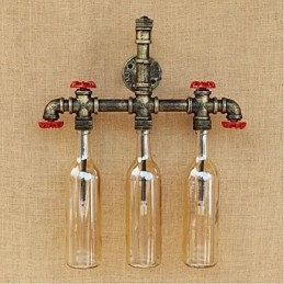 Applique murale rétro industrielle en forme de bouteille d'eau avec interrupteur à vent, ambre