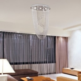 Lustre moderne contemporain en cristal chromé à montage encastré