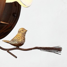 Applique murale vintage nord-américaine en métal avec oiseau en résine et pomme de pin, idéale pour le salon ou la salle à manger