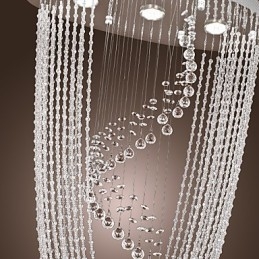 Lustre moderne contemporain en cristal chromé à montage encastré