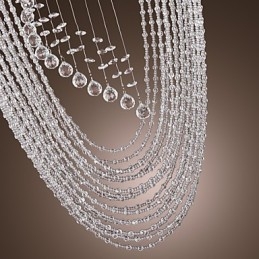 Lustre moderne contemporain en cristal chromé à montage encastré