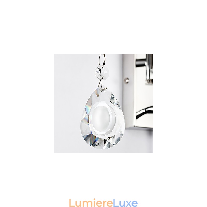 Applique murale pour chambre à coucher, lampe de lecture, lampe en tissu, moderne, contemporaine, style campagnard, avec bras pivotant en cristal