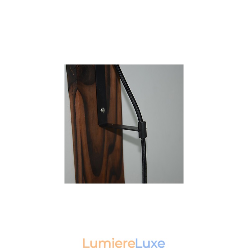 Applique murale de style country américain rétro créative Lampe murale à poulie en bois