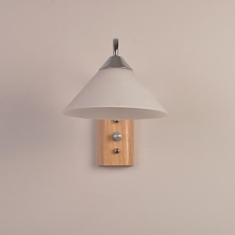 Lampe murale simple, lampe de chevet avec abat-jour en verre et bois massif pour chambre à coucher, commode, salon, chambre de bébé, dortoir universitaire, table basse, bibliothèque