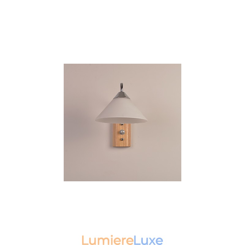 Lampe murale simple, lampe de chevet avec abat-jour en verre et bois massif pour chambre à coucher, commode, salon, chambre de bébé, dortoir universitaire, table basse, bibliothèque