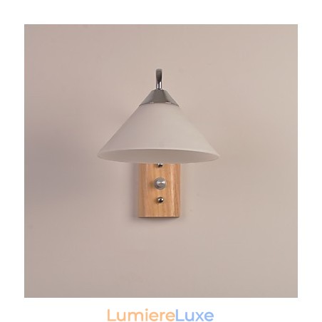 Lampe murale simple, lampe de chevet avec abat-jour en verre et bois massif pour chambre à coucher, commode, salon, chambre de bébé, dortoir universitaire, table basse, bibliothèque Lampe murale simple, lampe de chevet avec abat-jour en verre et bois massif pour chambre à coucher, commode, salon, chambre de bébé, dortoir universitaire, table basse, bibliothèque