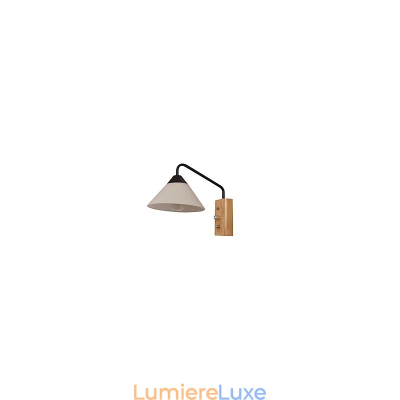 Lampe murale simple, lampe de chevet avec abat-jour en verre et bois massif pour chambre à coucher, commode, salon, chambre de bébé, dortoir universitaire, table basse, bibliothèque