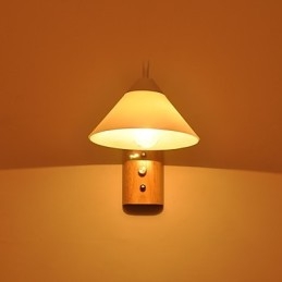 Lampe murale simple, lampe de chevet avec abat-jour en verre et bois massif pour chambre à coucher, commode, salon, chambre de bébé, dortoir universitaire, table basse, bibliothèque