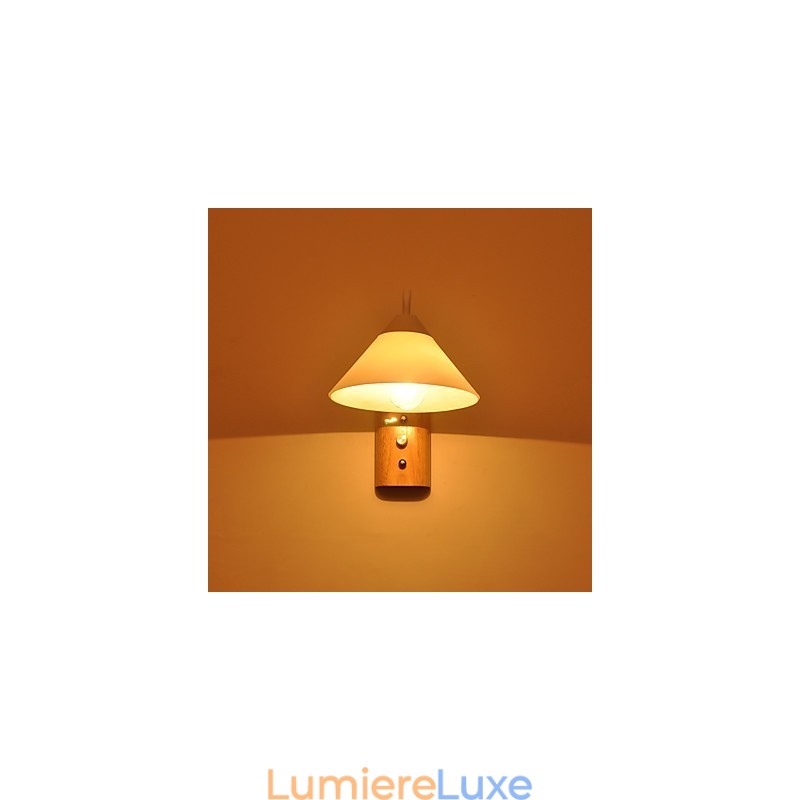 Lampe murale simple, lampe de chevet avec abat-jour en verre et bois massif pour chambre à coucher, commode, salon, chambre de bébé, dortoir universitaire, table basse, bibliothèque