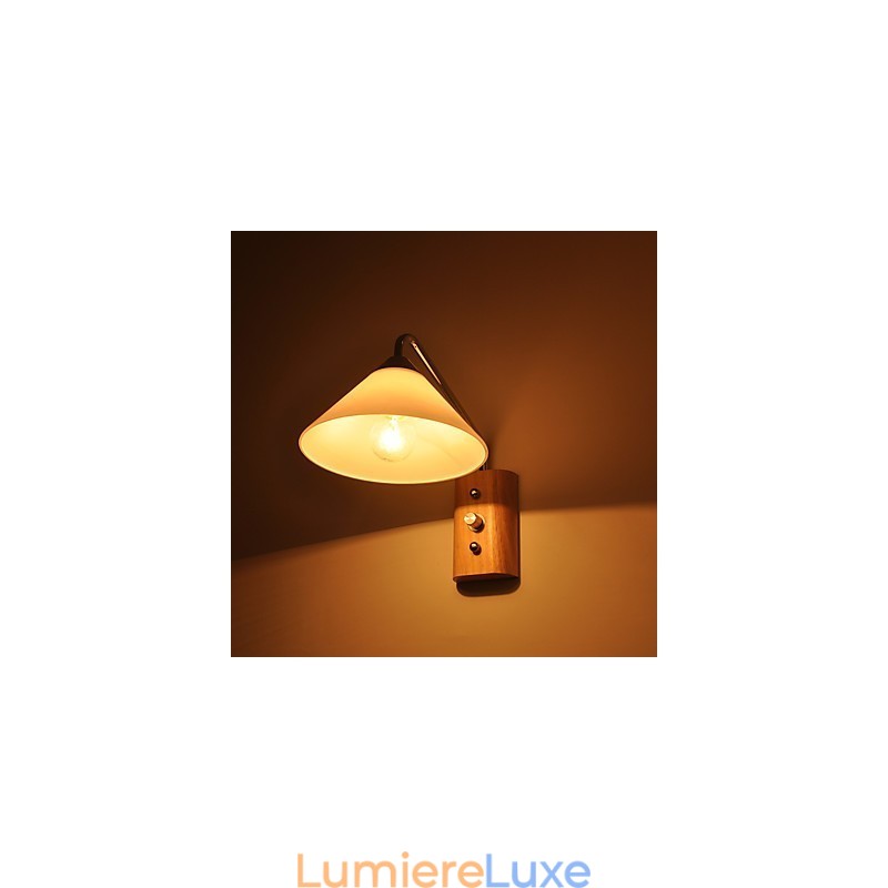 Lampe murale simple, lampe de chevet avec abat-jour en verre et bois massif pour chambre à coucher, commode, salon, chambre de bébé, dortoir universitaire, table basse, bibliothèque