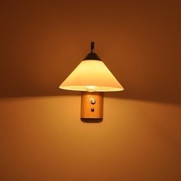 Lampe murale simple, lampe de chevet avec abat-jour en verre et bois massif pour chambre à coucher, commode, salon, chambre de bébé, dortoir universitaire, table basse, bibliothèque