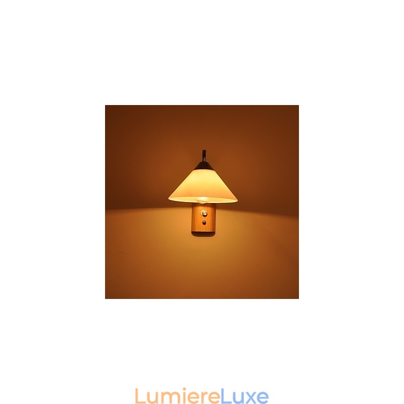 Lampe murale simple, lampe de chevet avec abat-jour en verre et bois massif pour chambre à coucher, commode, salon, chambre de bébé, dortoir universitaire, table basse, bibliothèque