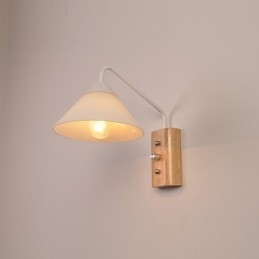 Lampe murale simple, lampe de chevet avec abat-jour en verre et bois massif pour chambre à coucher, commode, salon, chambre de bébé, dortoir universitaire, table basse, bibliothèque