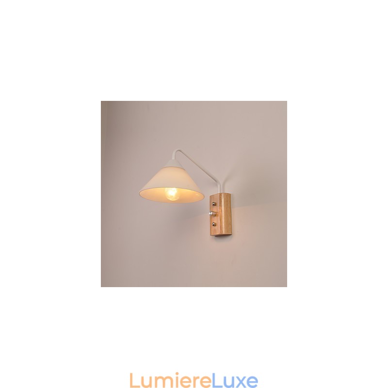 Lampe murale simple, lampe de chevet avec abat-jour en verre et bois massif pour chambre à coucher, commode, salon, chambre de bébé, dortoir universitaire, table basse, bibliothèque