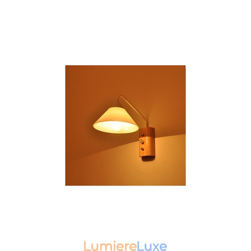 Lampe murale simple, lampe de chevet avec abat-jour en verre et bois massif pour chambre à coucher, commode, salon, chambre de bébé, dortoir universitaire, table basse, bibliothèque