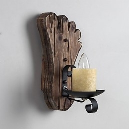 Applique murale industrielle vintage rétro en bois et métal à tête unique, idéale pour la maison, l'hôtel, le couloir ou la décoration