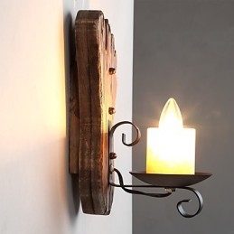 Applique murale industrielle vintage rétro en bois et métal à tête unique, idéale pour la maison, l'hôtel, le couloir ou la décoration