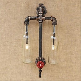 Lampe murale transparente en fer pour bar, restaurant, avec interrupteur, pour bouteille de vin et tuyau d'eau