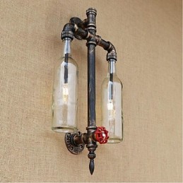 Lampe murale transparente en fer pour bar, restaurant, avec interrupteur, pour bouteille de vin et tuyau d'eau
