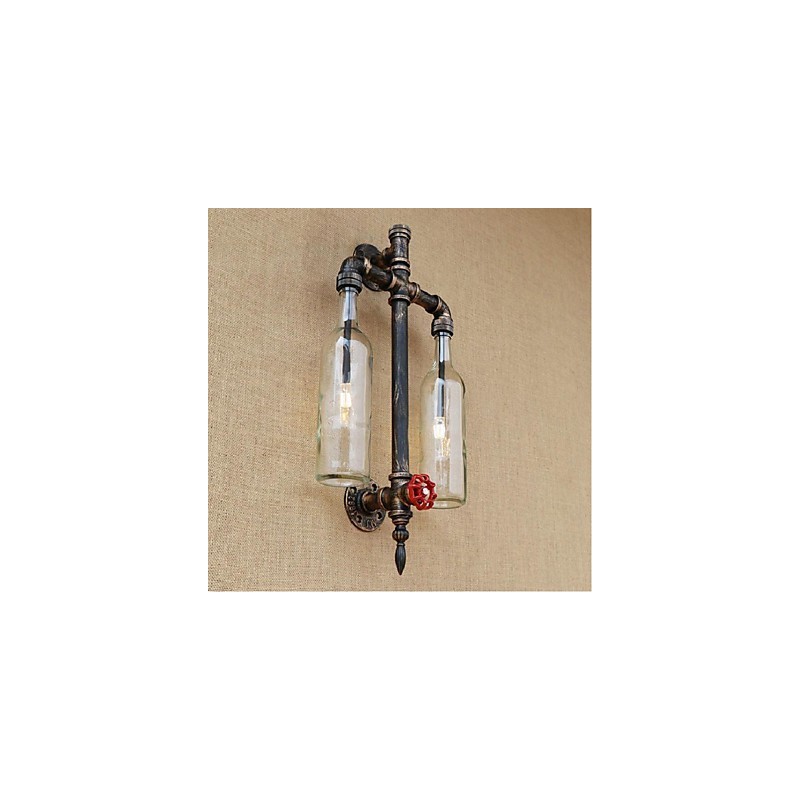 Lampe murale transparente en fer pour bar, restaurant, avec interrupteur, pour bouteille de vin et tuyau d'eau