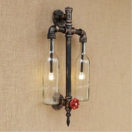 Lampe murale transparente en fer pour bar, restaurant, avec interrupteur, pour bouteille de vin et tuyau d'eau