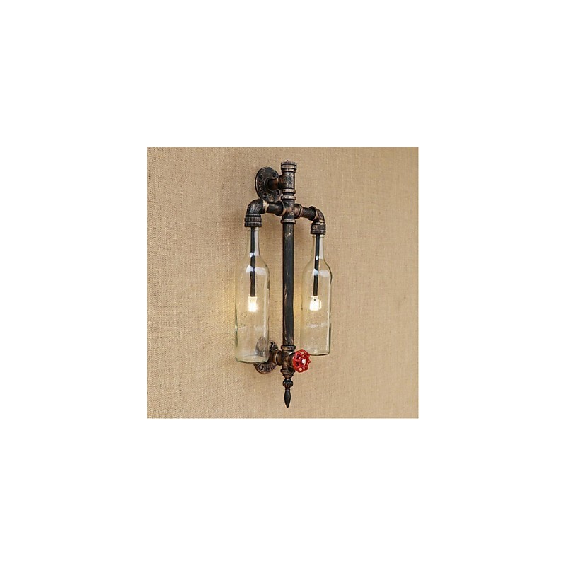 Lampe murale transparente en fer pour bar, restaurant, avec interrupteur, pour bouteille de vin et tuyau d'eau