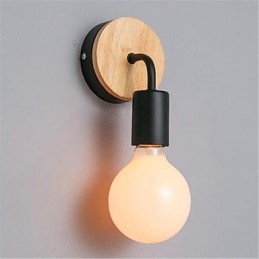 Lampe murale en fer et bois, design minimaliste moderne et créatif, idéale pour un couloir, un balcon, une chambre à coucher ou une table de chevet