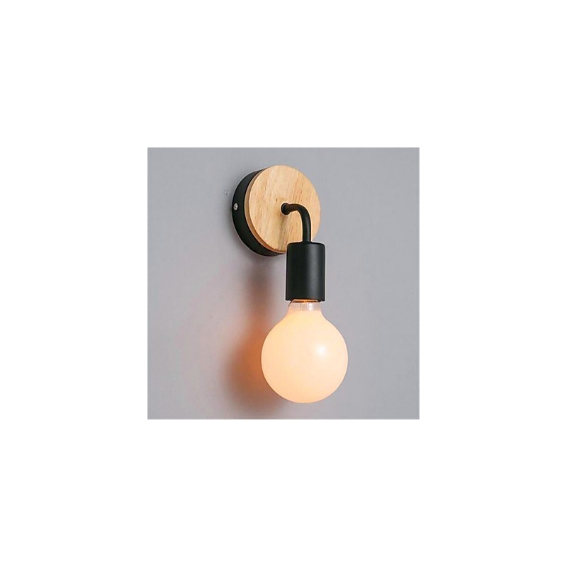 Lampe murale en fer et bois, design minimaliste moderne et créatif, idéale pour un couloir, un balcon, une chambre à coucher ou une table de chevet