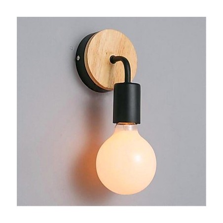 Lampe murale en fer et bois, design minimaliste moderne et créatif, idéale pour un couloir, un balcon, une chambre à coucher ou une table de chevet